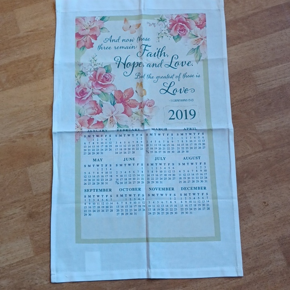 Calendar towel 2019 faith hope love